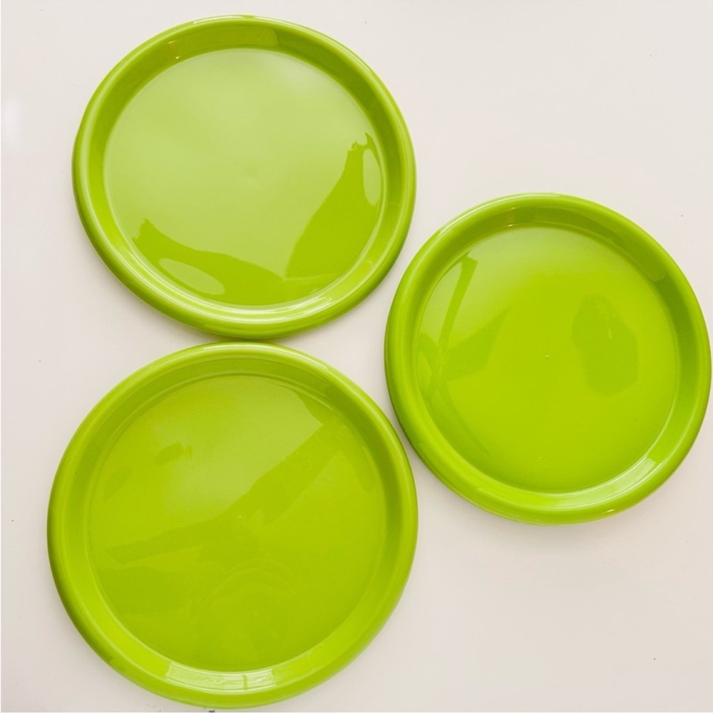 PACKERWARE 10” Vintage Plastic Plate Set Lime Green 4 Plates like Tupperware